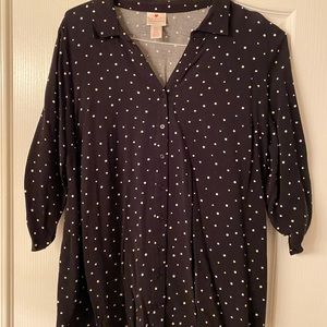 Black poke a dot 3/4 blouse